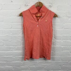 Tommy Bahama Women's Half Button Polo Shirt Sleeveless Pink Size Small